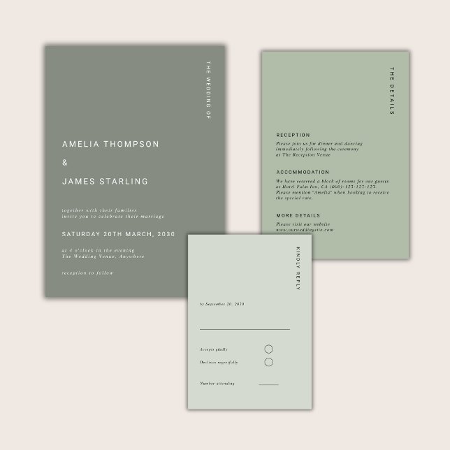 Convite Minimal Sage Green Modern Simple Wedding (Criador carregado)