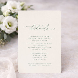 Convite Minimal Sage Green Wedding Details Card 