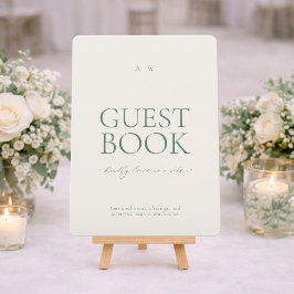 Convite Minimal Sage Green Wedding Guest Book Sign