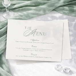 Convite Minimal Sage Green Wedding Menu Card