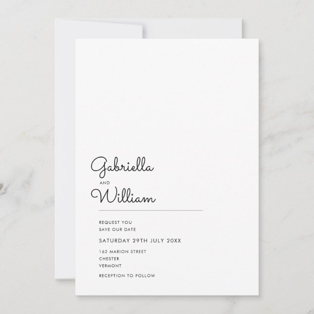 Convite Minimal Script Seu Foto Salve a Data (Frente)