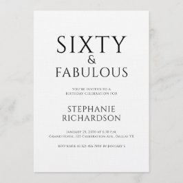 Convite Minimal Sixty and Fabulous 60th Birthday Party