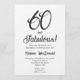 Convite Minimal Sixty and Fabulous 60th Birthday Party