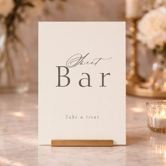 Convite Minimal Taupe Dessert Table Sign (Criador carregado)