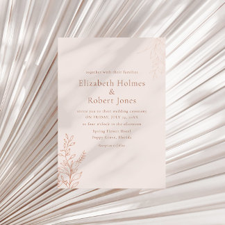 Convite Minimal Terracotta Botanical Wedding Invitation