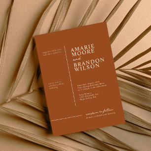 Convite Minimal Typography Earth Tone Wedding Invitation