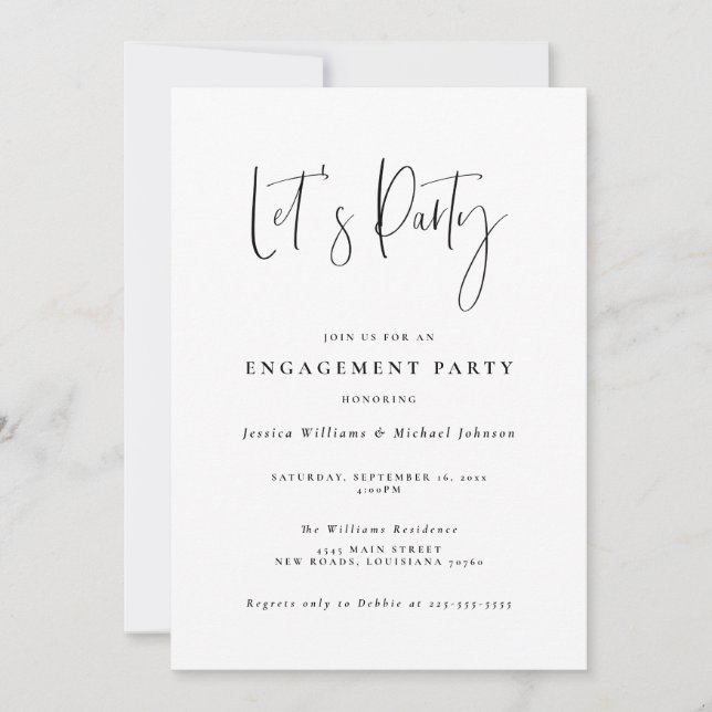 Convite Minimal Typography Engagement Party Invitation (Frente)