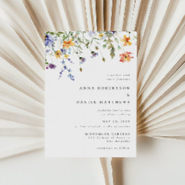 Convite Minimal Watercolor Wildflower Wedding Invitation