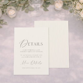 Convite Minimal Wedding Details Card | Neutral Classic
