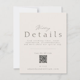 Convite Minimal Wedding Details Card with QR Code