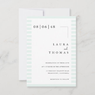 Convite Minimal Wedding Invitation Card with Stripe Border