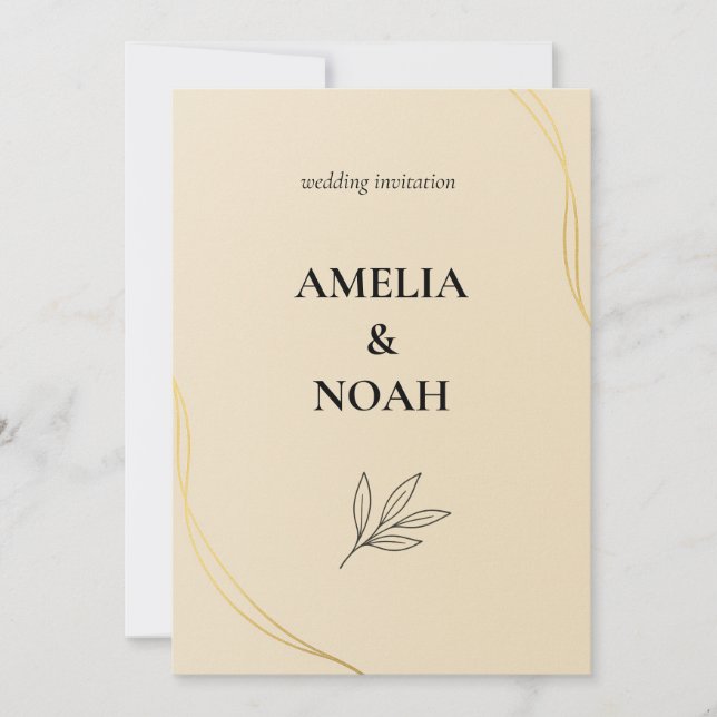 Convite Minimal Wedding Invitation Template – Elegant  (Frente)