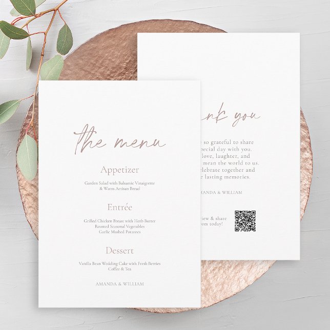 Convite Minimal Wedding Reception Menu Card (Criador carregado)