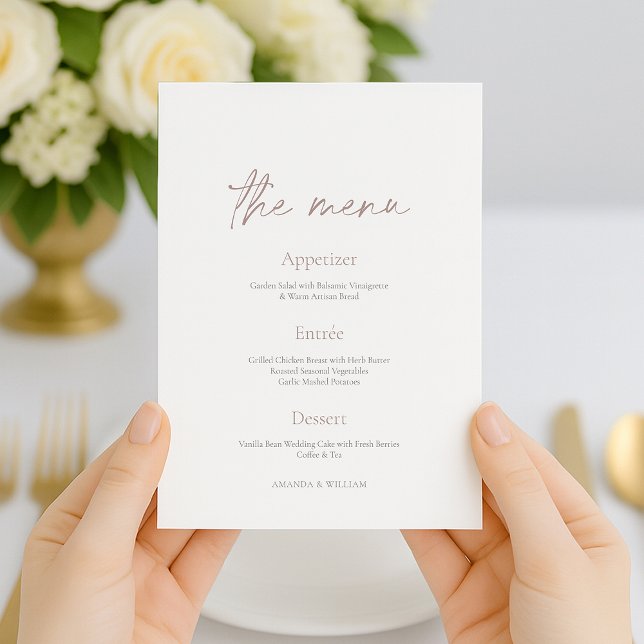 Convite Minimal Wedding Reception Menu with Thank You Card (Criador carregado)