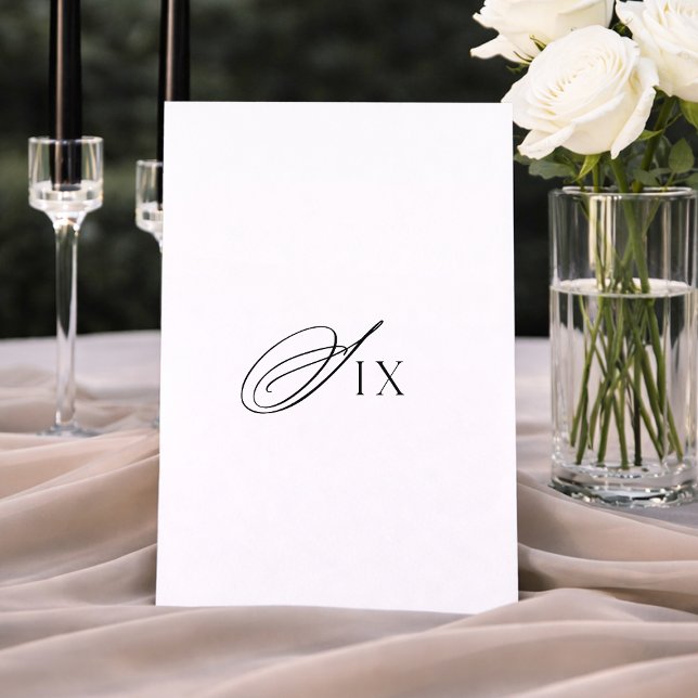 Convite Minimal Wedding Table Number Six Sign (Criador carregado)
