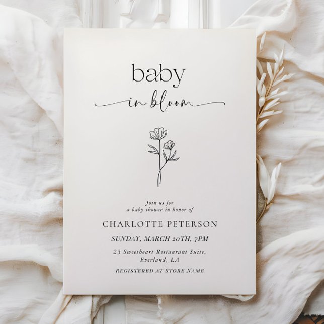 Convite Minimal Wildflower Baby Shower Invitation (Criador carregado)