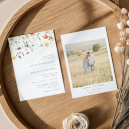 Convite Minimal Wildflower Photo Wedding Invitation