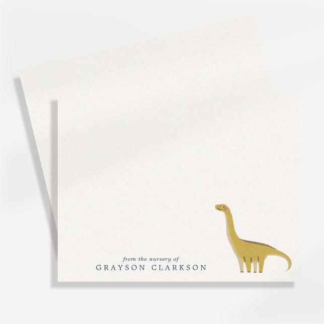 Convite Minimal Yellow Dinosaur Nursery Note Card (Criador carregado)