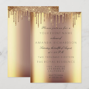 Convite Minimalismo Brilho Degas Dourado Aniversário Sépia