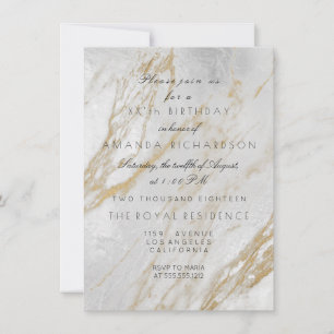 Convite Minimalismo Cinza Dourado Branco Mármore Prata VIP