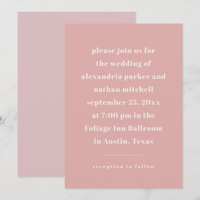 Convite Minimalismo colorido | Rosa Moderno (Frente/Verso)