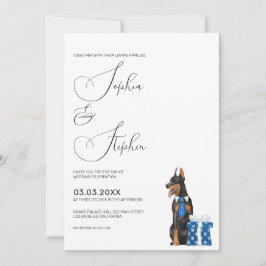 Convite Minimalismo com casamento de cachorro Doberman