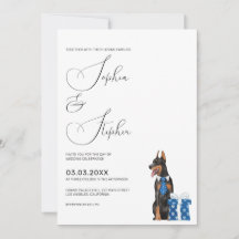 Minimalismo com um casamento de cachorro Doberman
