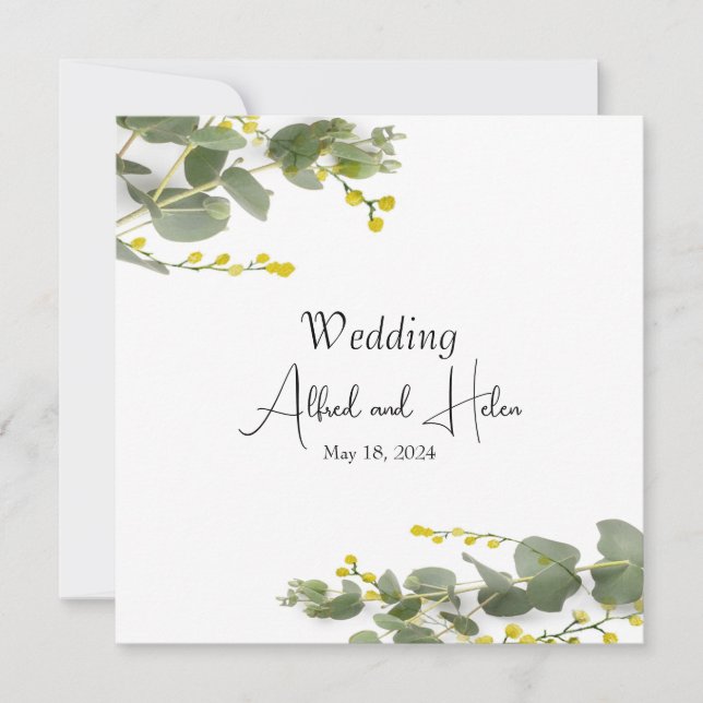 Convite Minimalismo de flores de mimosa (Frente)