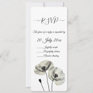 Convite Minimalismo Elegante Simples Poppies Pretos e Bran