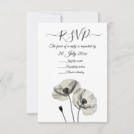 Convite Minimalismo Elegante Simples Poppies Pretos e Bran