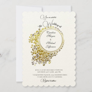 Convite Minimalismo Floral Dourado Vitoriano do Elegente E
