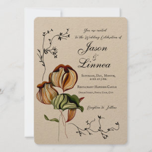 Convite Minimalismo Rustic Boho Linear Vintage