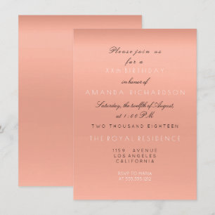 Convite Minimalismo Salmão Pêssego Coral Branco Aniversári