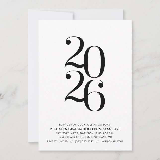 Convite Minimalist 2026 Graduation Party Invitation (Frente)