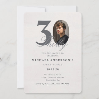 Convite Minimalist 30th Year Birthday Invitation