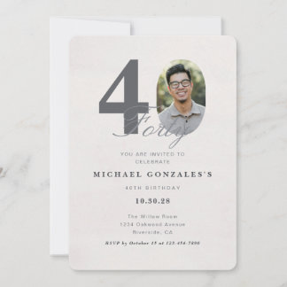 Convite Minimalist 40th Year Birthday Invitation