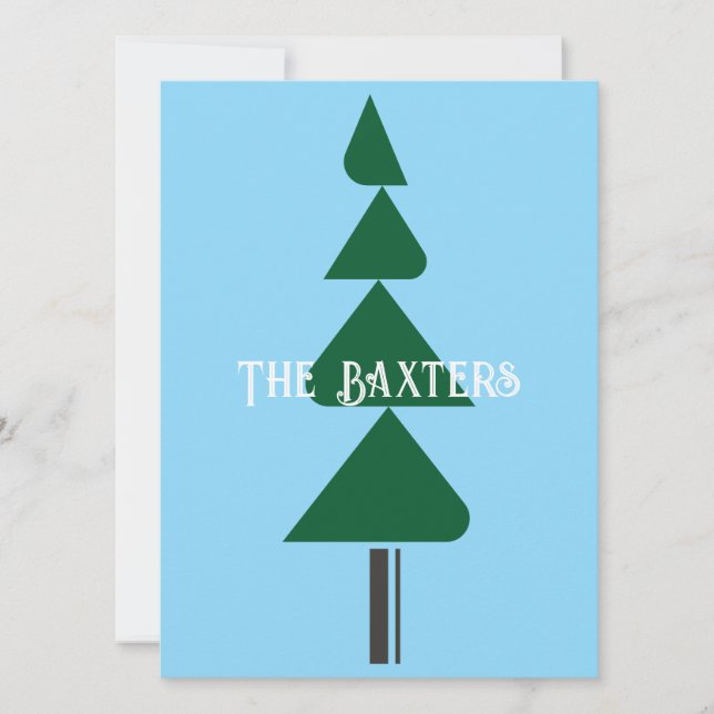 Convite Minimalist Abstract Green Chic Christmas Tree (Frente)
