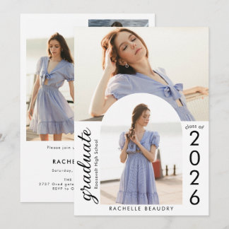 Convite Minimalist Arch Photo Collage Graduation Party