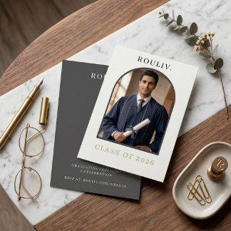 Convite Minimalist Arch Photo Graduation Invite | ROULIV