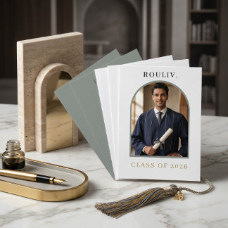 Convite Minimalist Arch Photo Graduation | Stone Grey