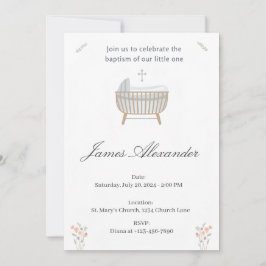 Convite Minimalist Baby Christening Baptism Template