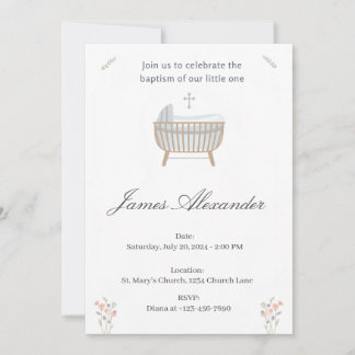 Convite Minimalist Baby Christening Baptism Template