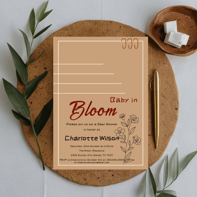 Convite Minimalist Baby In Bloom Wildflower Baby Shower (Criador carregado)