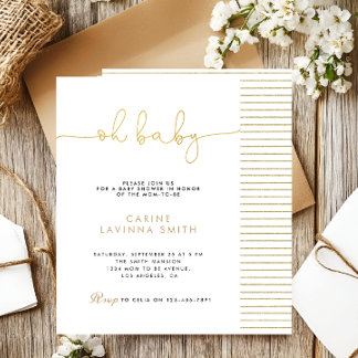 Convite Minimalist Baby shower script modern invitation