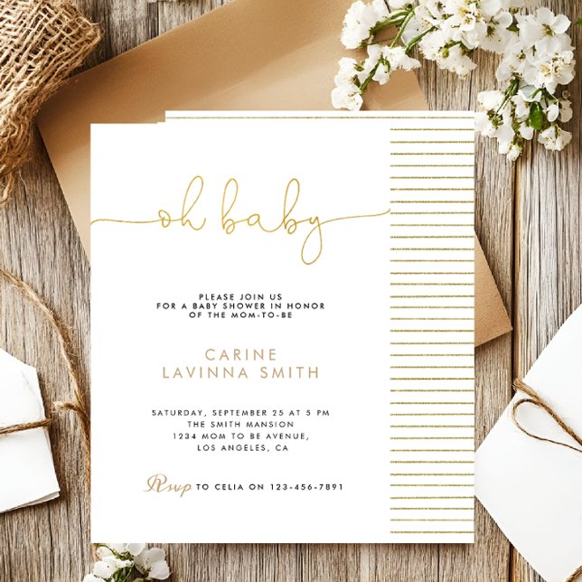 Convite Minimalist Baby shower script modern invitation (Criador carregado)
