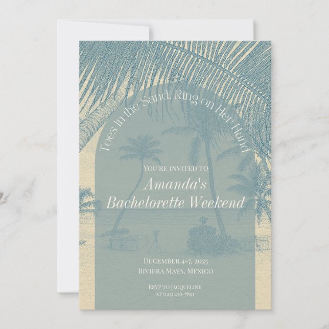 Convite Minimalist Beach Bachelorette Invitation Itinerary (Frente)