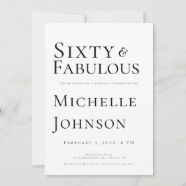 Convite Minimalist Black 60 & Fabulous 60th Birthday Party