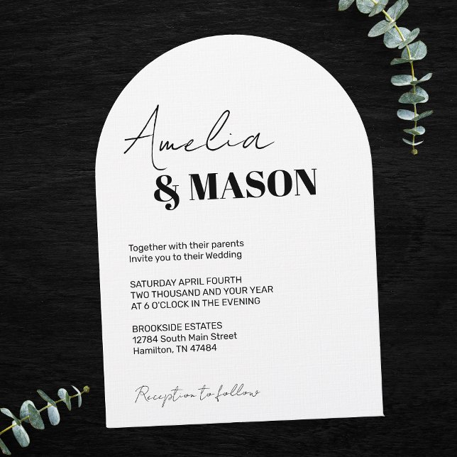Convite Minimalist Black and White Modern Arch Wedding (Minimalist Black and White Modern Arch Wedding Invitation)