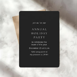 Convite Minimalist Black Annual Holiday Party 