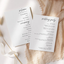Convite Minimalist Black Tie Wedding Ceremony Program